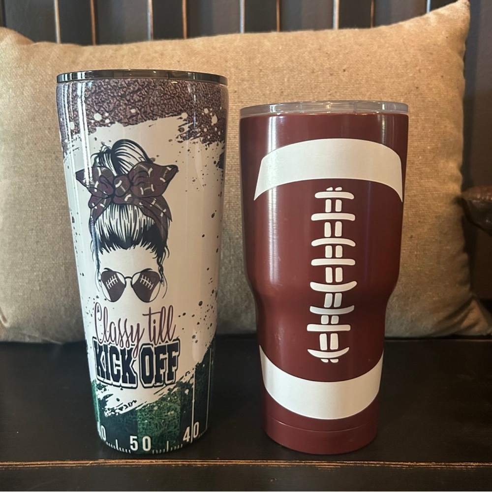 2 Football Themed Tumblers